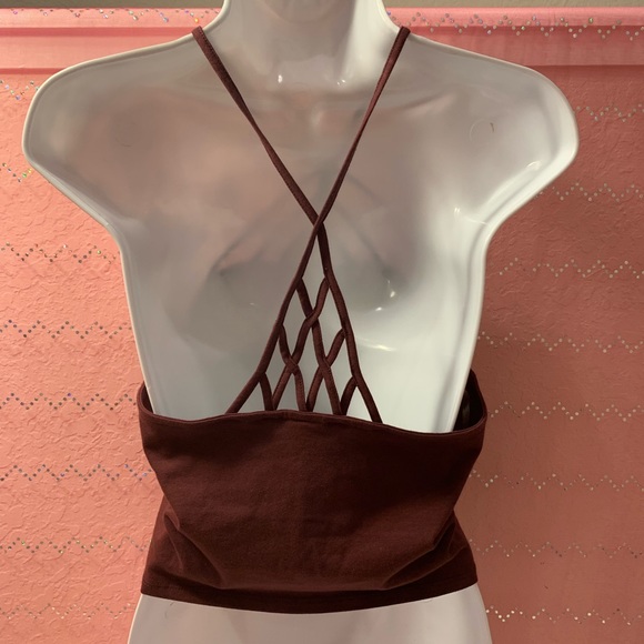 Charlotte Russe Maroon Strappy Crop Top L NWT - Picture 4 of 5